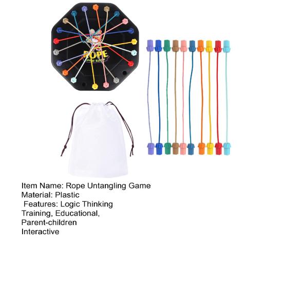 1 Set Kids Rope Untangling Game Twisted Rope Knots Challenge Board Game Logic Thinking Interactive Educational Elastic Rope Unhitching Toy