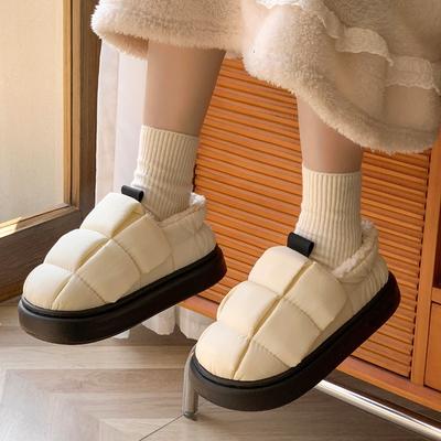 Водонепроницаемые хлопковые тапочки женские новые сумки и осень и зима домашние комнатные нескользящие и теплые шерстяные послеродовые хлопковые туфли для улицы