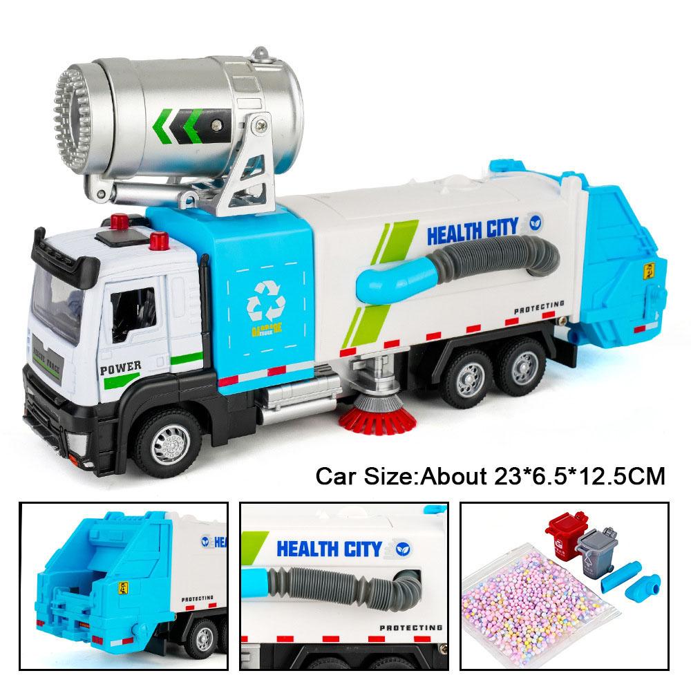 1:32 Electric Vacuum Cleaner Car Fire Truck Model Toy Music Light Pull Back Alloy Engineering Vehicle Models Gifts for Child