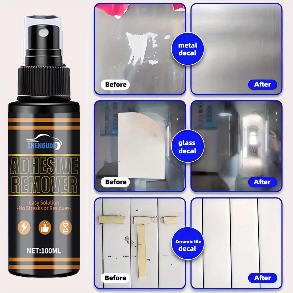 Multi-Purpose Adhesive Remover, Suitable for Glass, Tiles, Metal, and Plastic, Does Not Damage Surfaces, Quickly Removes Labels, Stickers