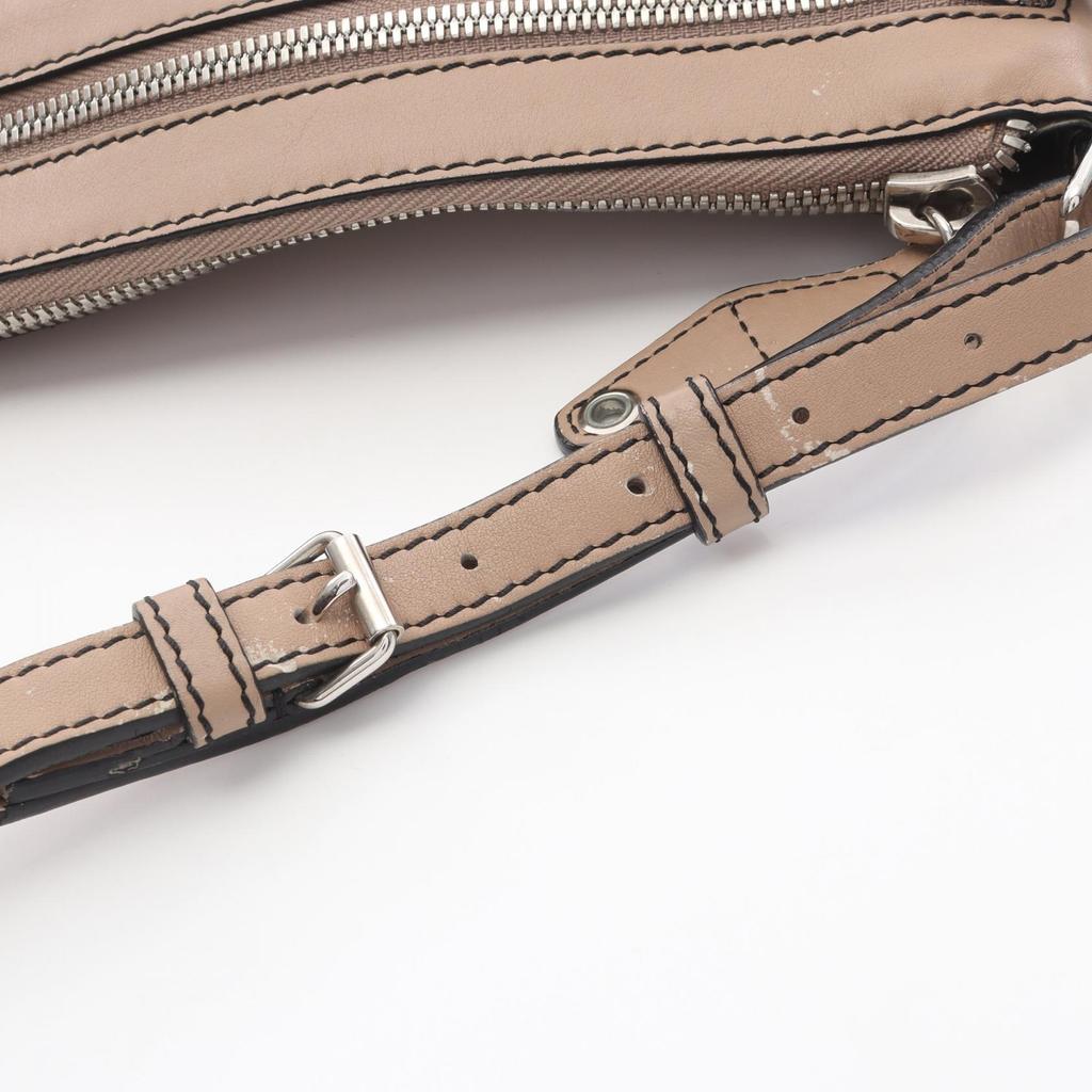 Used LOEWE anagram Shoulder Bag PVC coated canvas leather Beige Used Women