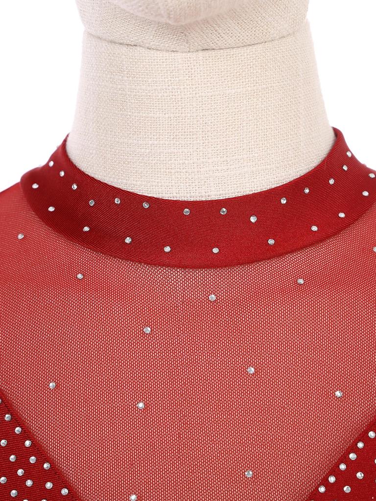 Женское платье для соревнований по фигурному катанию, сетчатый лоскутный гимнастический костюм для лирического танца