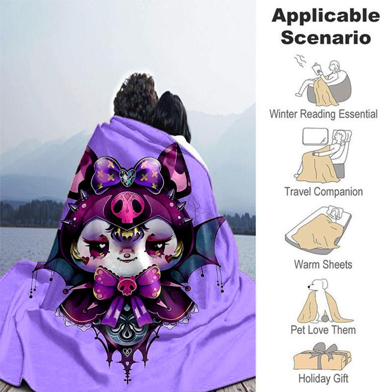 1pc Kuromi Bat Blanket, Soft Throw Blanket, Warm Cozy Bedding Decor, Living Room, Travel, Camping, Car Blankets, Beach, Office Naps, Perfect Gift for
