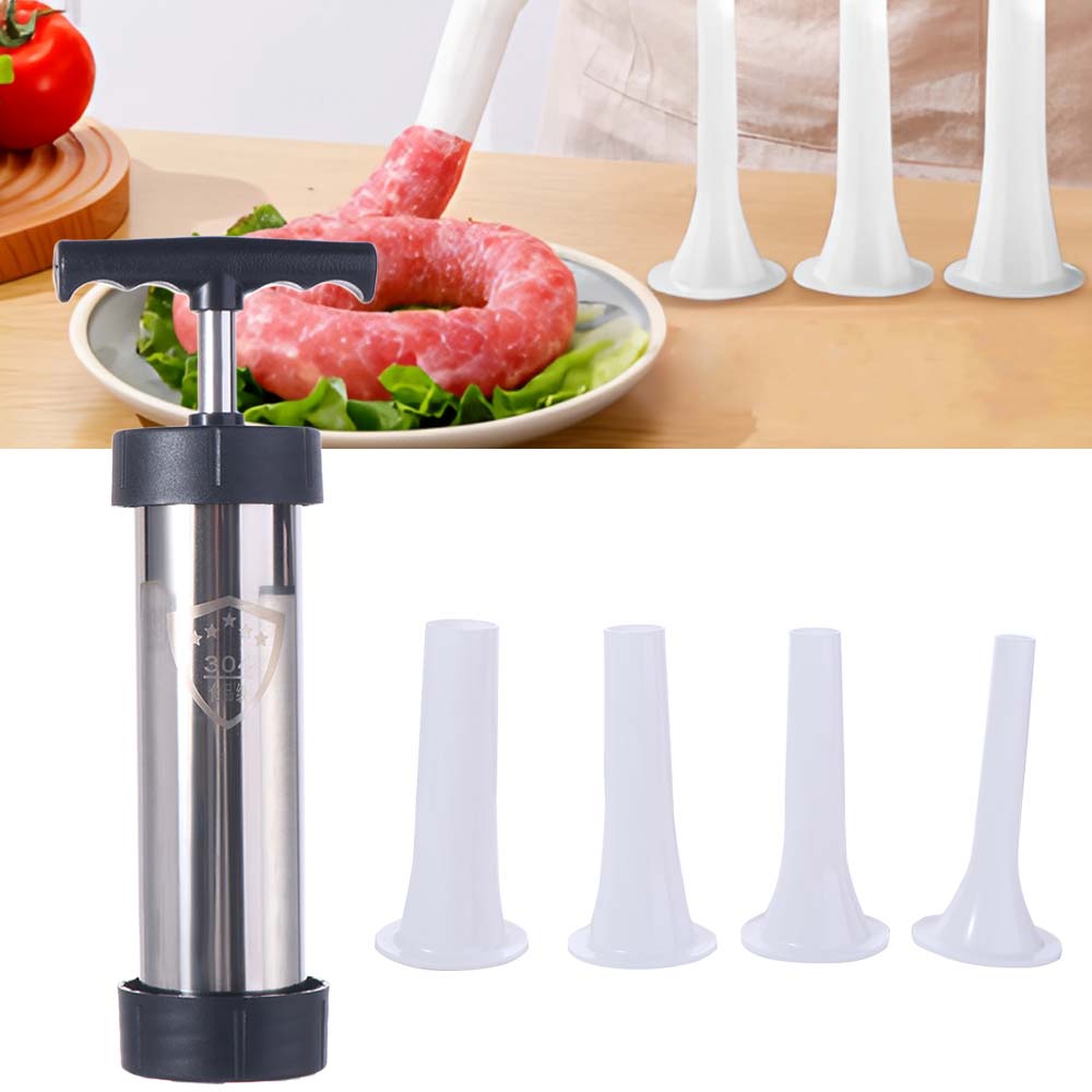 Widened Tube Sausage Filler Stainless Steel Sausage Stuffer Meat Tool Sausage Maker Home