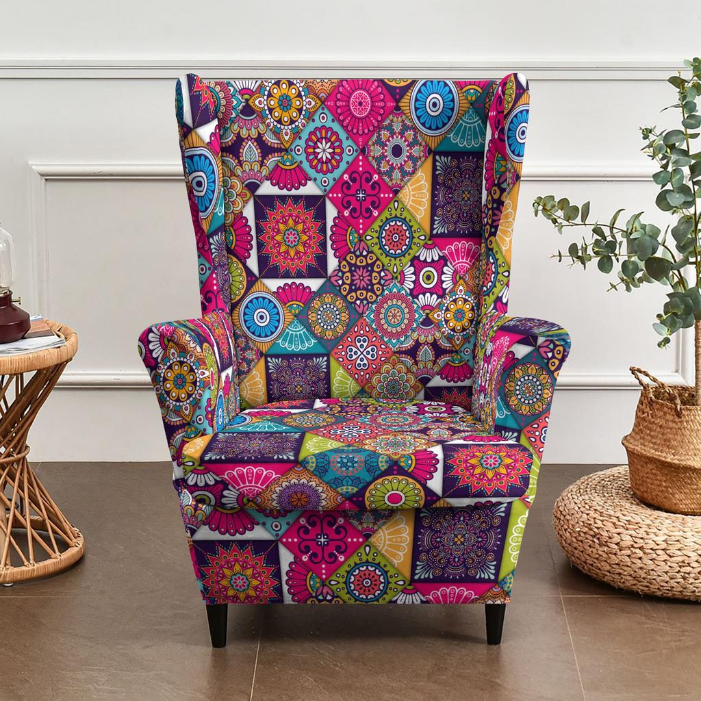 Wingback Chair Slip Covers For STRANDMON Chairs Stretch 2 Piece Wingback Chair Cover Wingback Armchair Covers Living Room