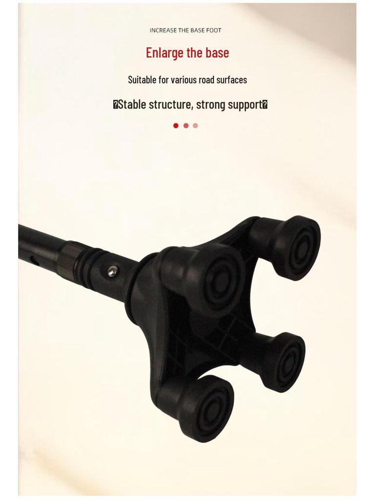 Retractable Four-Legged Walking Stick with Rubber Foot Pad, Lightweight Aluminum Alloy for Seniors