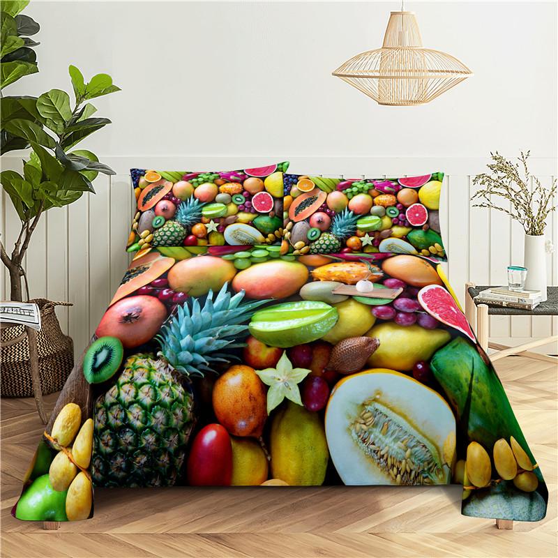 Комплект постельного белья Fresh Fruit 0.9/1.2/1.5/1.8/2.0m с цифровой печатью из полиэстера и наволочкой