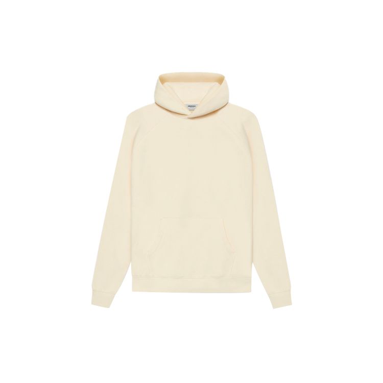Fear Of God Essentials Logo Print Fleece-Lined Hooded Sweatshirt Unisex Sweatshirt Cream FOG-SS21-574