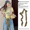 Hong Kong Yellow Plaid Silk Scarf Belt - Street Style Ribbon Scarf Headband