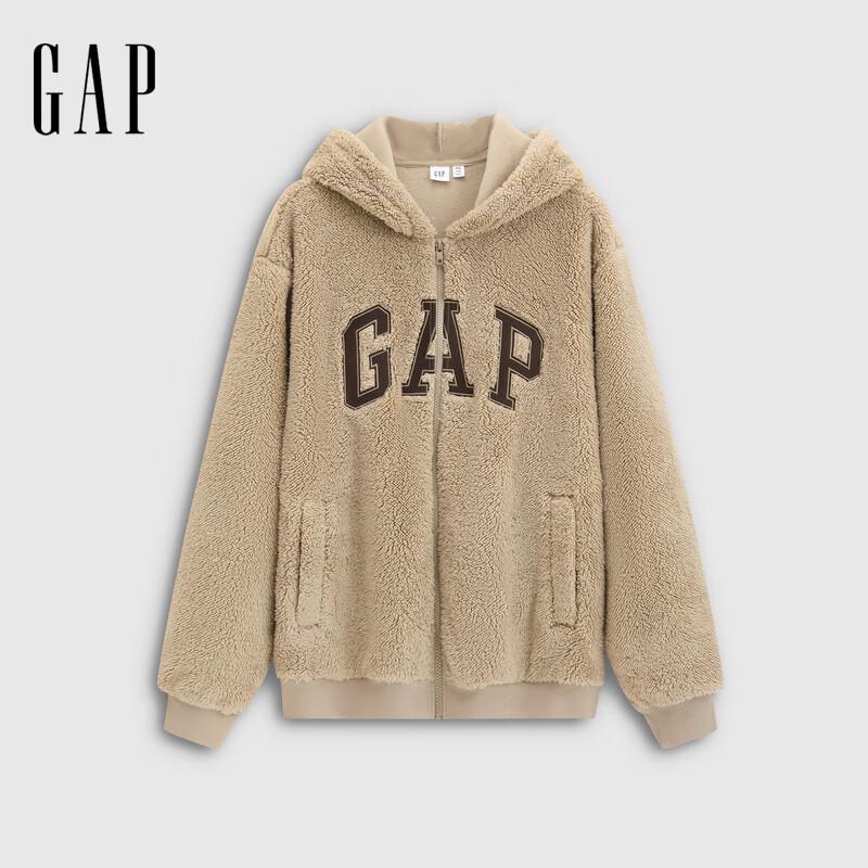 GAP Unisex Contrast Logo Loose Fit Fluffy Hooded Sweatshirt