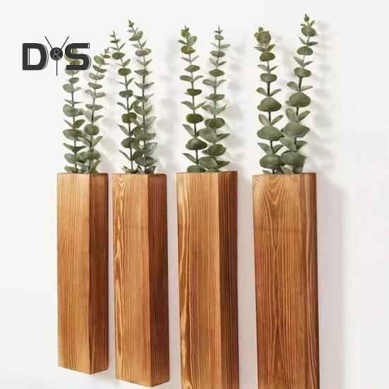 Деревянная настенная ваза для фермерского дома, настенный декор, держатель для растений, стебли эвкалипта, цветы