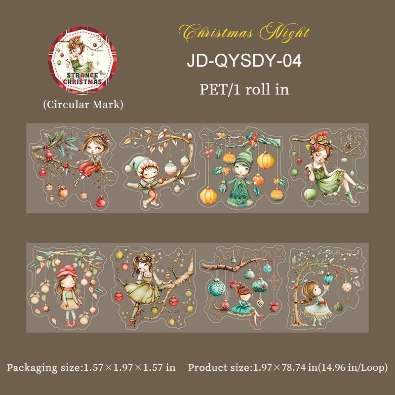 JIANWU50mm*200cm Strange Christmas Night Series Vintage Festival Landscape Material Collage PET Tape Creative Journal Stationery