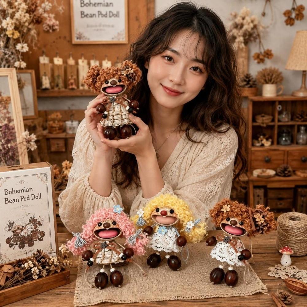 Handmade Nut Shell Pod Doll Keychain Exquisite Cute Shell Pod Doll Pendant Birthday Gift