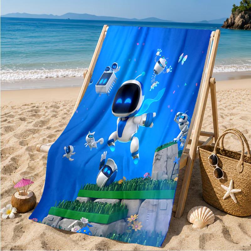 Space Adventure Robot Beach Towel Microfiber Beach Towel, Lightweight and Quick-Dry, for Summer Travel, Swimming Pool Fan Birthday Gift