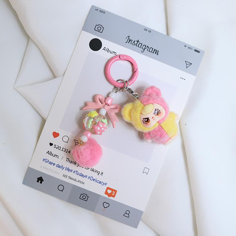 Mini Doll Keychain Cartoon Cute Three-Dimensional Doll Pendant Backpack Decoration Accessories Car Key Ring Gifts