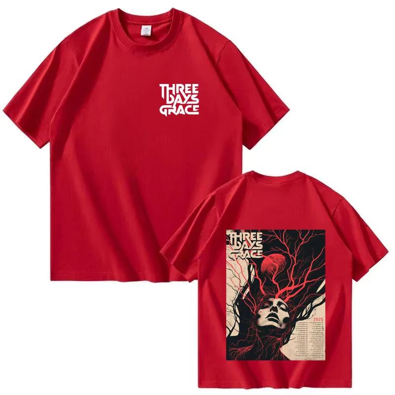 Singers Three Days of Grace Harajuku Unisexs and Womens Fashion Roundneck 2026 Summer Printed Tshirt Shortsleeved Streetwear