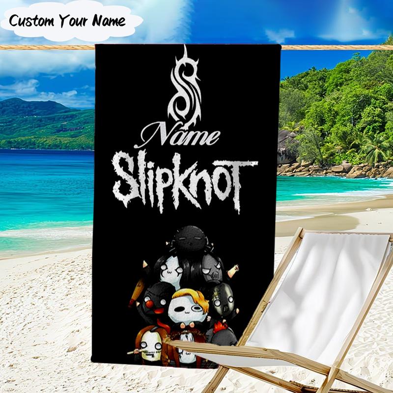 1PC Custom Name Beach Towel Slipk-not Artistic Masks Beach Towel, Suitable for Camping, Travel, Beach Accessories, Super Absorbent, Family Gift