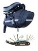CIWS Saddle Bag with Seat Belt and Set Bicycle/Motorcycle Multi-Tool (Black)