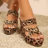 Внешняя торговля большой размер танкетка крутые тапочки 2024 мода лето европейские и американские танкетка леопардовый принт повседневные слово женские крутые тапочки