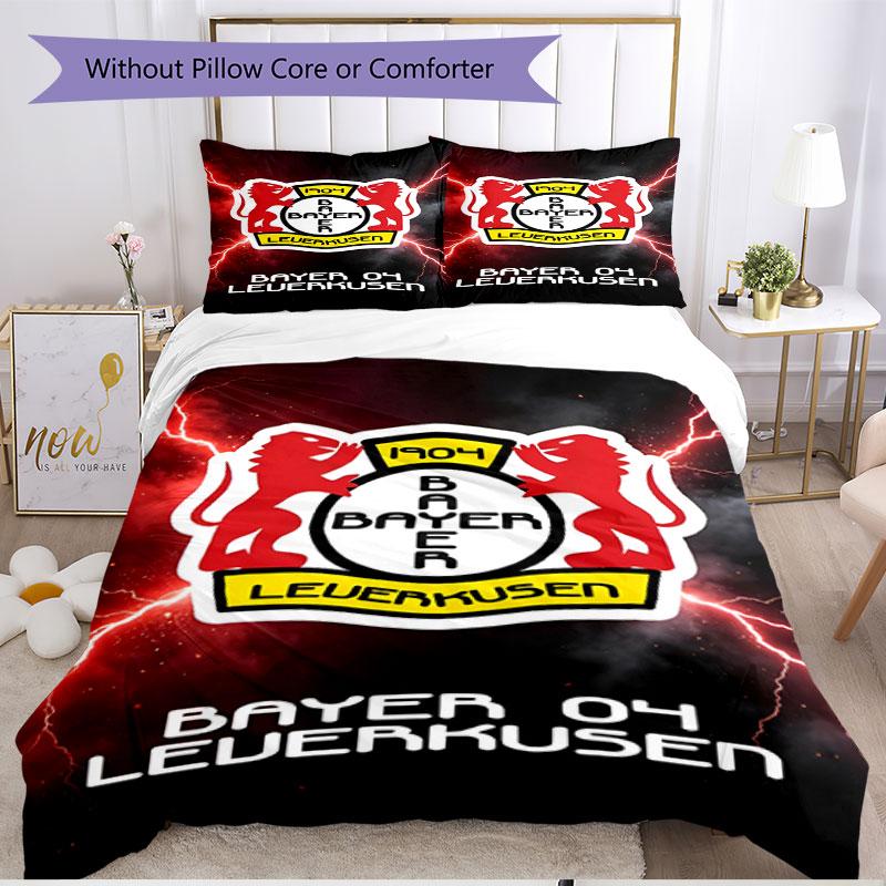 3pcs Duvet Cover Set (1*Duvet Cover + 2*Pillowcase, Without Core), Bayer 04 Leverkusen Print Soft All‑Season Bedding Set, Home Bedroom Decor Gift