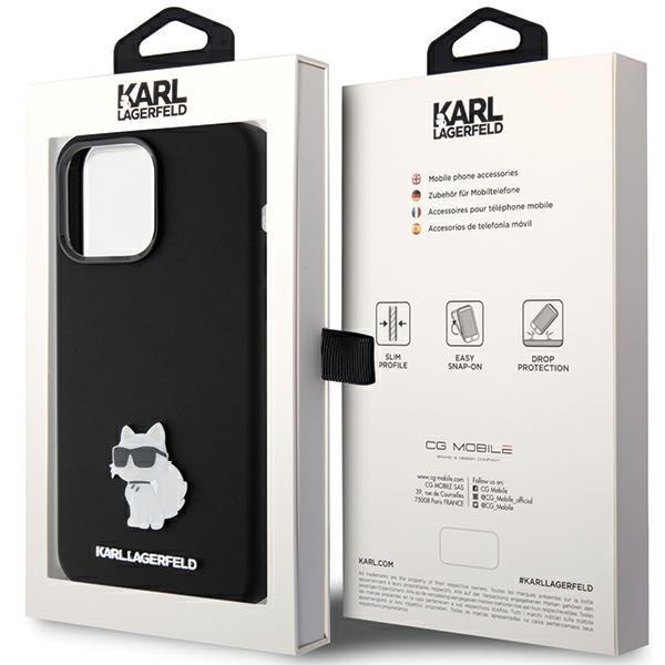 Karl Lagerfeld KLHCP15XSMHCNPK iPhone 15 Pro Max 6.7" black Silicone Choupette Metal Pin