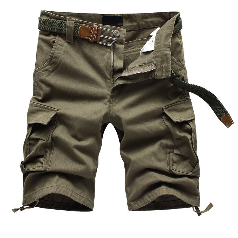 Summer Men's Baggy Multi Pocket Cargo Shorts Male Cotton Mens Shorts Short Pants No Belt