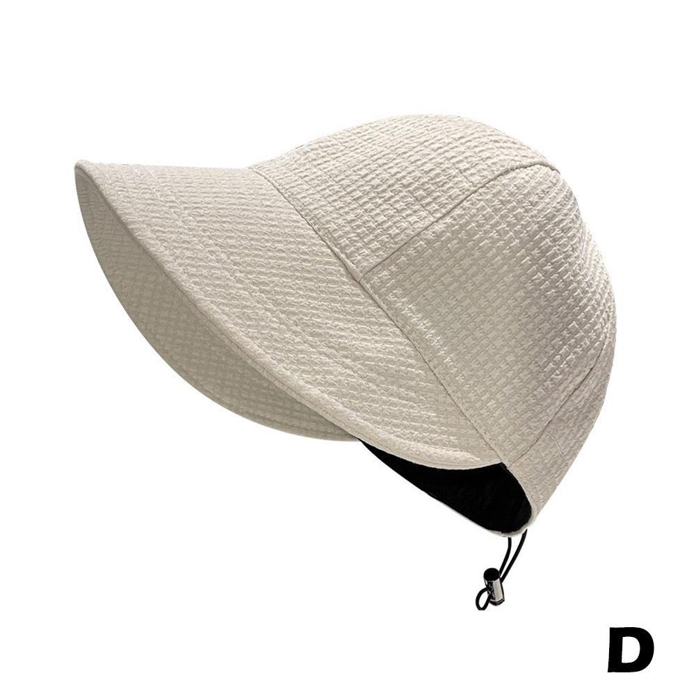 2024 Шляпа женская осенняя вафельная панама женская однотонная кепка с завязками на шее с широкими полями солнцезащитный козырек рыболовные шляпы солнцезащитный козырек