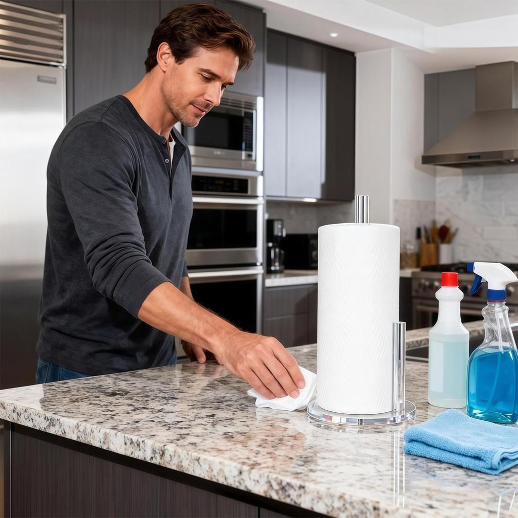 Paper Towel Holder Acrylic Tissue Roll Rack Paper Towel Dispenser for Bathroom Toilet Pantry Desk Table Apartment Nursery