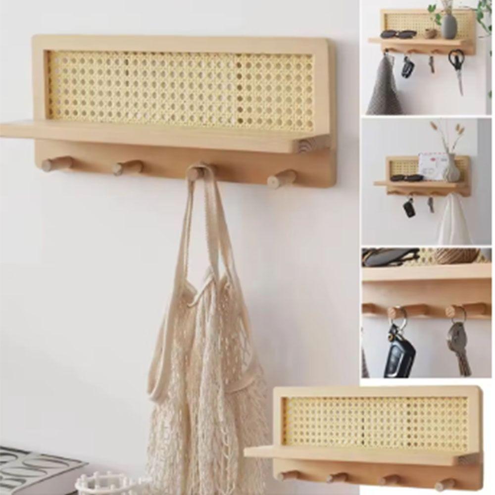 Компактная стойка для хранения ключей из массива дерева, деревянная настенная полка, деревянный крючок для ключей, декор для прихожей