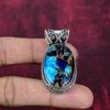 Медный Лазурит Бирюза Кулон с драгоценным камнем ручной работы, Кулон из стерлингового серебра 925 пробы, Антикварное украшение, Для подарка на помолвку