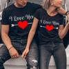 ZIMOXUAN I Love Her I Love Him Couple T Shirts Love T Shirts Valentine's Day T-shirt