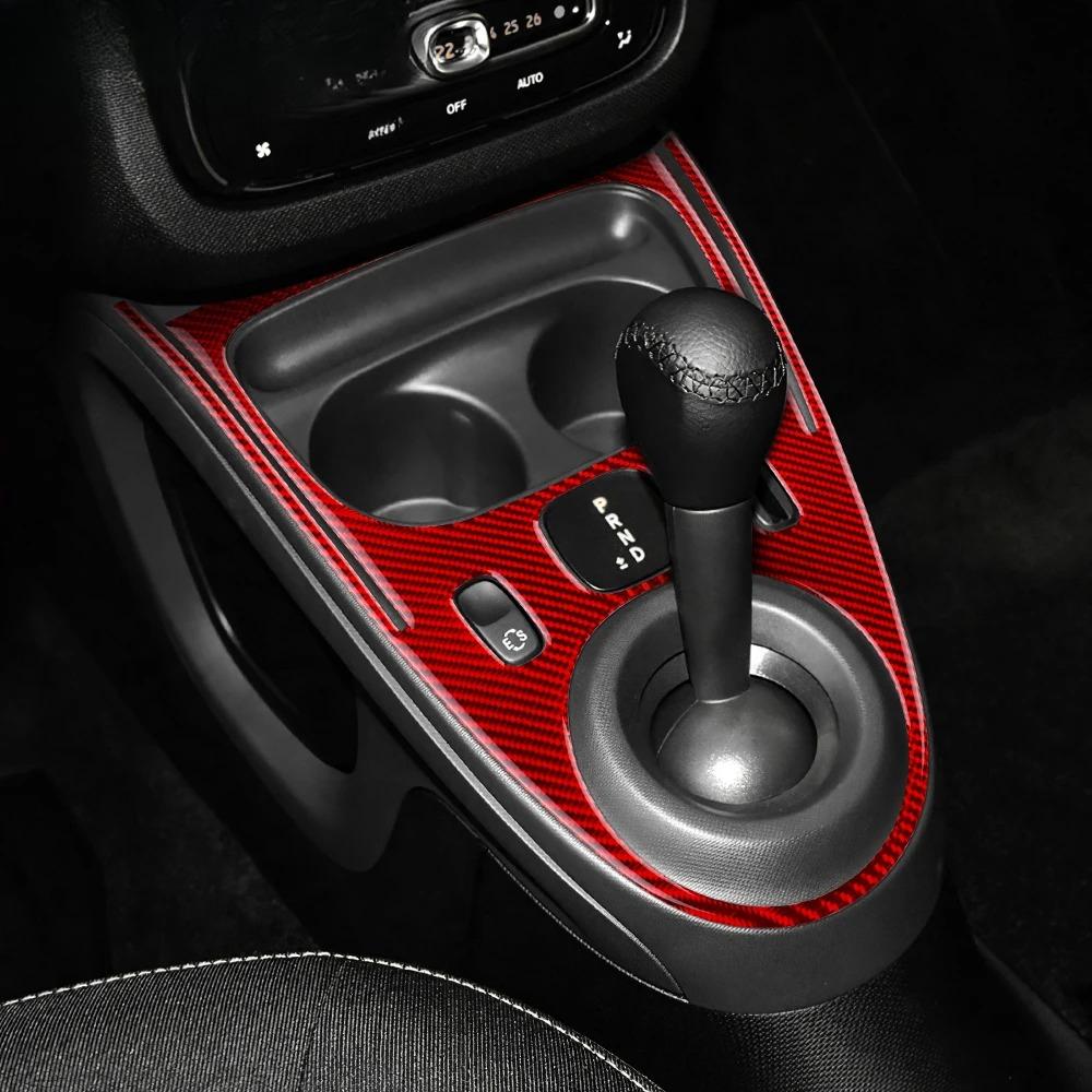 Отделка из настоящего углеродного волокна для Smart Fortwo 453 2016-2017-2018-2019 Автомобильная наклейка-крышка на рамку панели переключения передач Декор салона