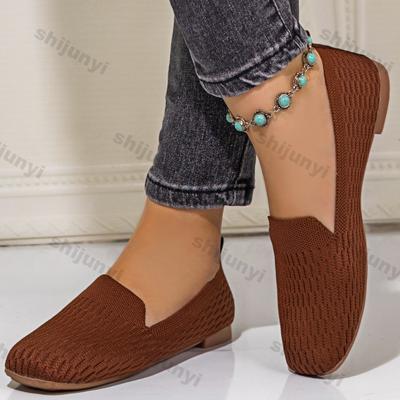 Модная женская сетчатая обувь 2025 весна лето новая дышащая легкая удобная нескользящая повседневная обувь модные слипоны винтажные балетки