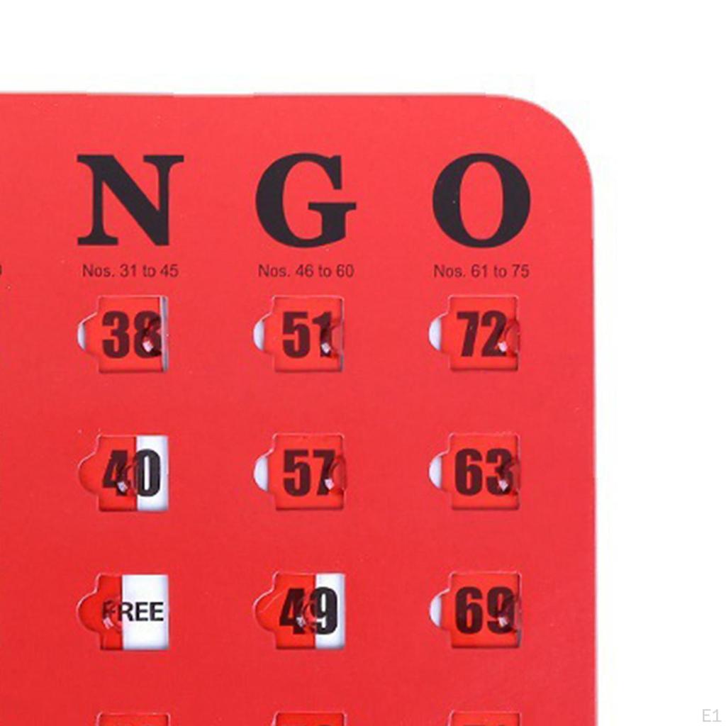 5Pcs Large Print Bingo Cardboard, Shutter Slide Cards for Adults, Seniors, Group