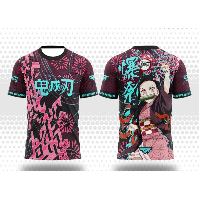 Demon Slayer Tanjiro Water Breathing Anime T-shirt Men's Women's Full Sublimation Water Print Casual Streetwear Breathable Tee