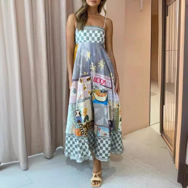 Женские новые летние сексуальные платья-халат из хлопка и льна с принтом