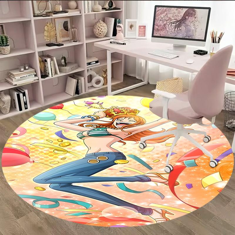 1pc Nami Carpet, Round Rug, Comfortable, Suitable for Entryways, Living Rooms, Office, And Bedrooms, Christmas Decoration