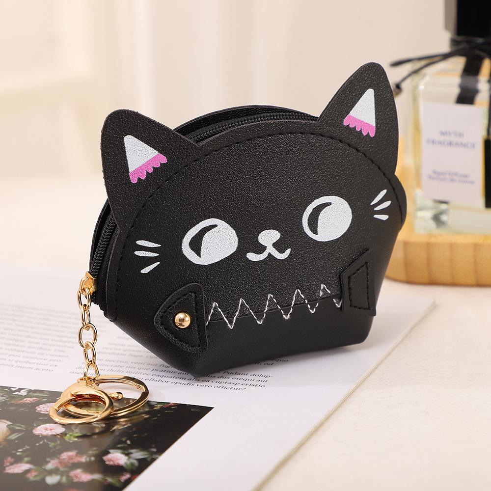 1 шт. Мультяшный кошелек для монет Милый кошелек с кошкой Женский кошелек для девочек Мини-кошельки Подарок Сумка для наушников Розовый Черный