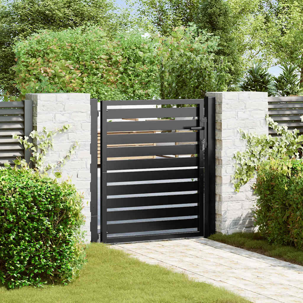 Garden Gate Lockable Black 100 x 100 cm Aluminum
