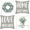 New Pillowcase Green Plant Wreath Letter Printing Print Pillow Home Sofa Cushion Cover