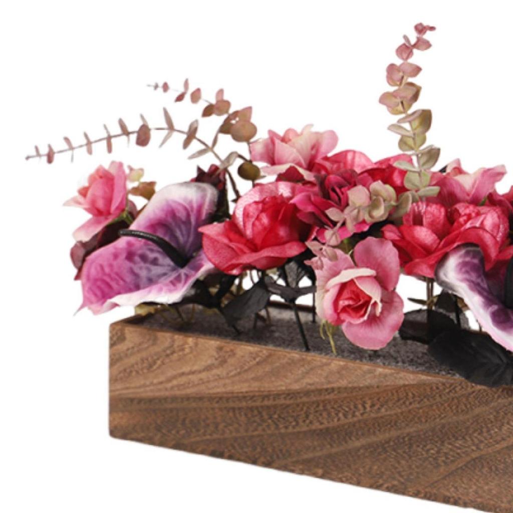 Artificial Flowers Potted with Pot Flower Rectangular Simulation Silk Planter Box for