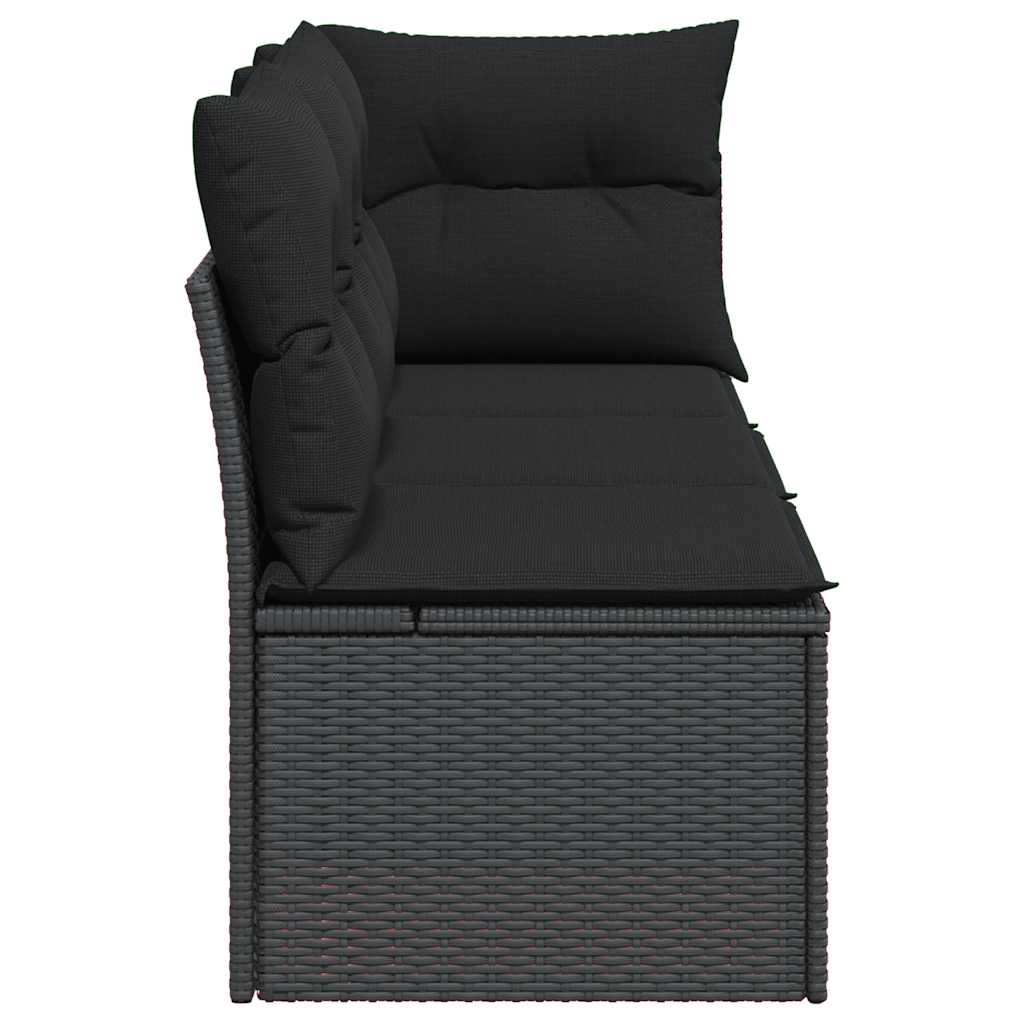 Vidaxl Sofa Ogrodowa Z Poduszkami, 3-Osobowa, Czarna, Polirattan