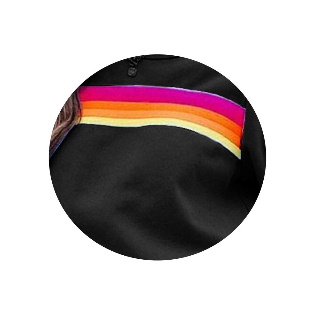 Модный женский комплект спортивных штанов с круглым вырезом, свободного кроя, в цветную полоску, с эластичной талией