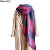 Checkerboard Checkerboard Scarf Faux Cashmere Fall and Winter Padded Fur Side Paragraph Thickened Warm Plush Scarf