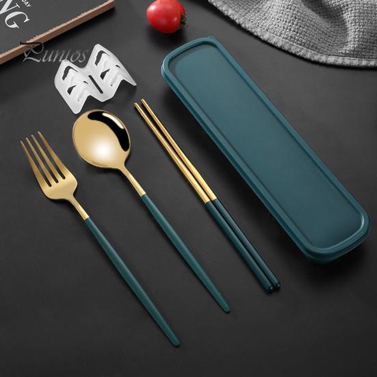Набор столовых приборов в корейском стиле, пыленепроницаемые палочки для еды из нержавеющей стали, вилка, ложка, обеденный набор для ежедневного использования
