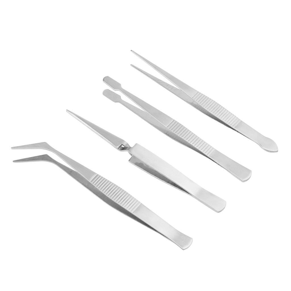 4pcs Sewing Machine Tweezers Flexible Stainless Steel Tip Elbow Wide Tip Cross Clip Long Tweezers