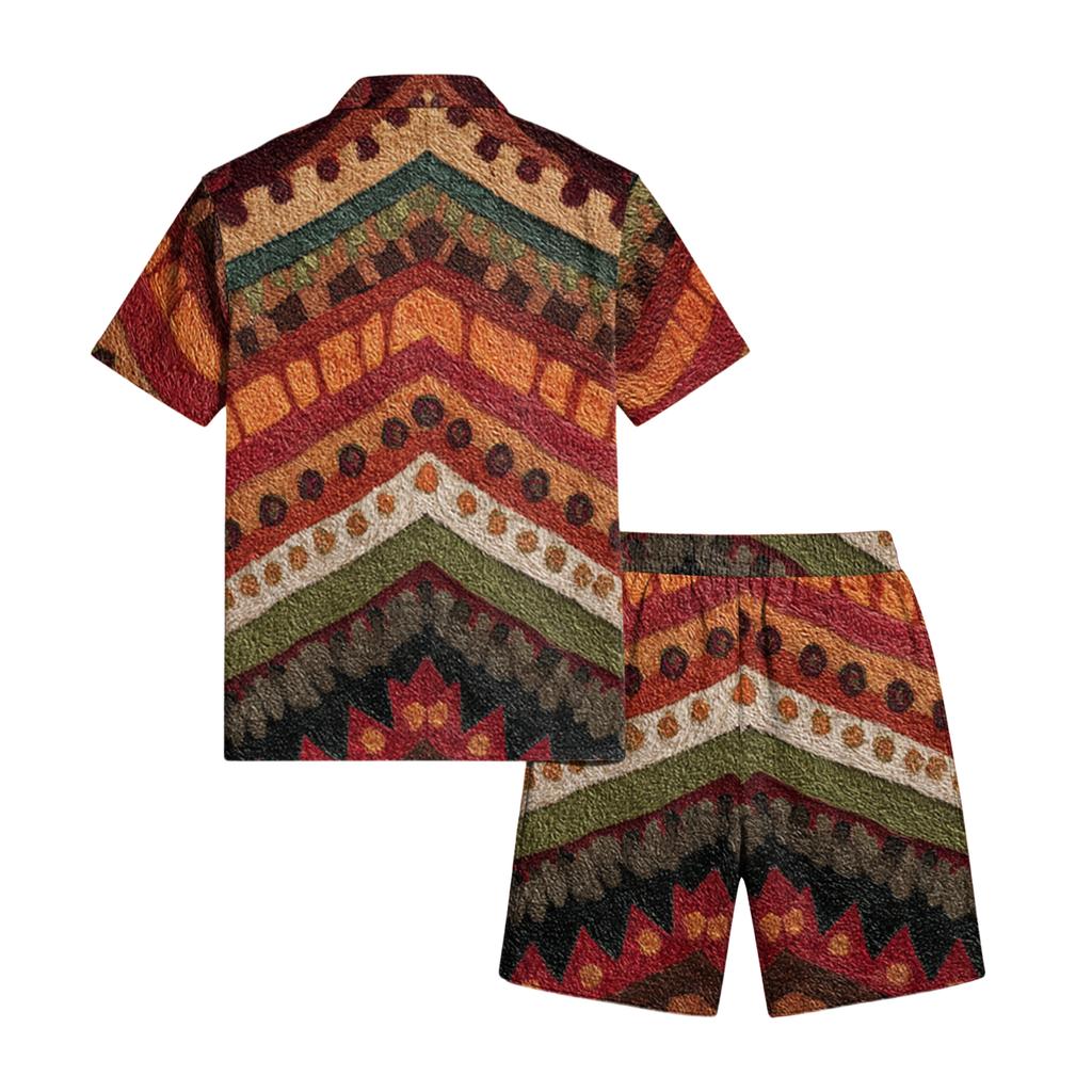 Men's Casual Lightweight Breathable Short-Sleeve Shirt And Shorts Set