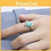 Geometric Feather Turquoise Ring Women Alloy Jewelry Party Decoration Engagement