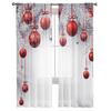 Christmas Balls And Fir Branches Tulle Window Curtain For Living Room Bedroom Voile Sheer Curtains Kitchen Treatments Drapes
