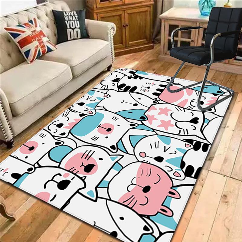 Cozy Cute Cartoon Cat & Animal Print Rug Floor Mat for Living Room or Bedroom Soft and Comfortable Carpet a Gift for Birthday and Holiday.ZFF0913372